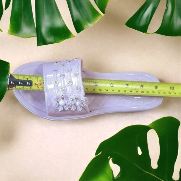 Ladies Light Pink Rubber Slides with Bling - Picture 7 of 7